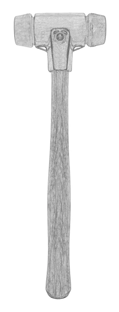 Ein Schonhammer hat zwei unterschiedliche Schlagflächen, welche je nach Material gewechselt werden.